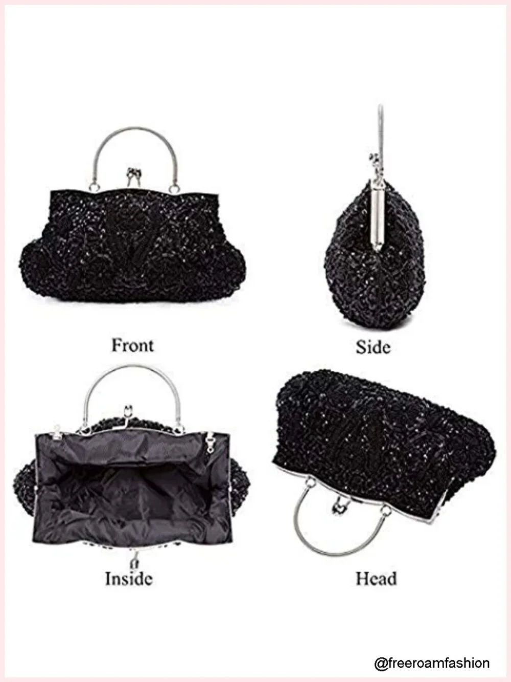 Beaded Sequin Flower Evening Purse Large Clutch Bag Handbag for Women